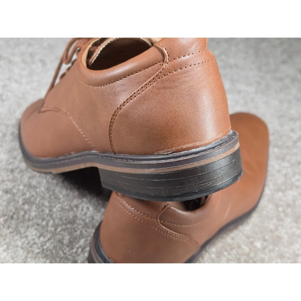 Goodfellow & Co Mens Cognac Brown Plain Toe Lace Up Derby Dress Shoes Size 12